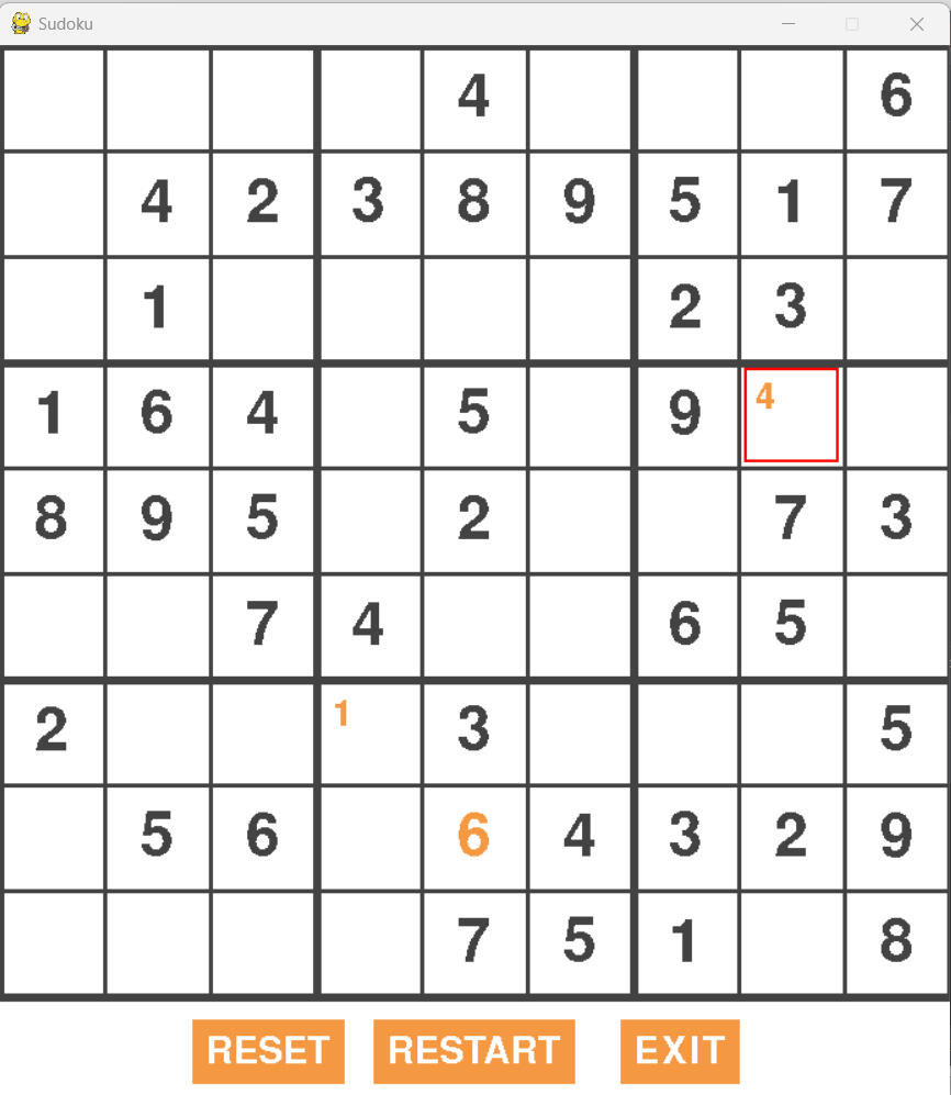 Sudoku game programmed in Python